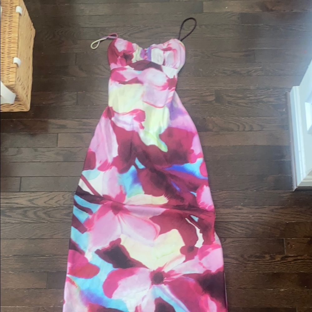 Colorful Floral Strapless Dress
